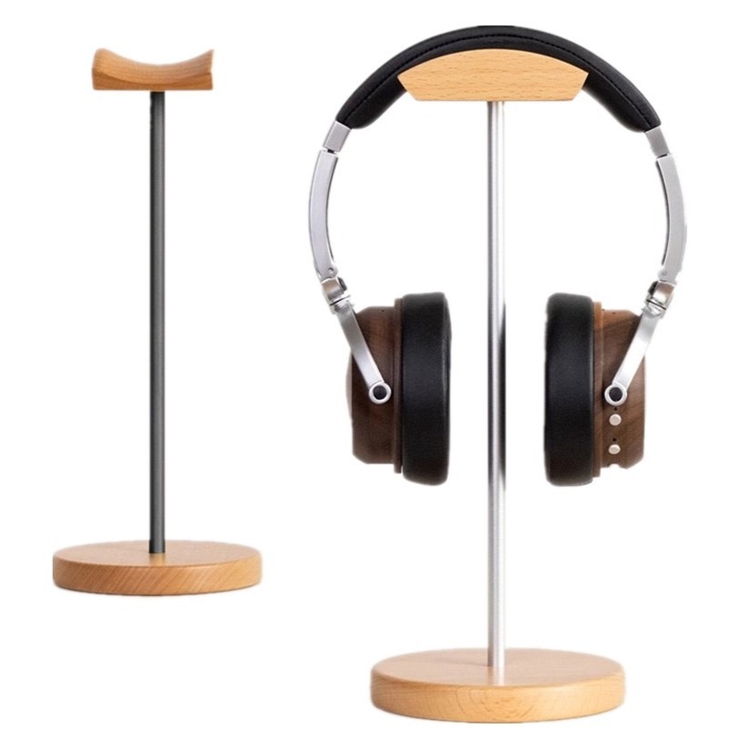Gaming Accessories Setup - حامل سماعات رأس من خشب الجوز