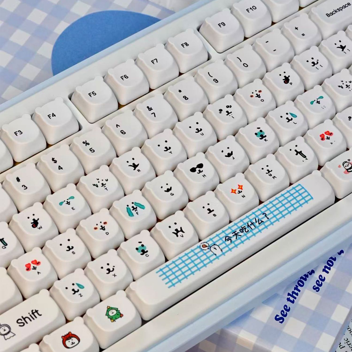 أغطية مفاتيح PBT بتصميم دب كرت - مراجعة Gaming Accessories Kawaii وسعره